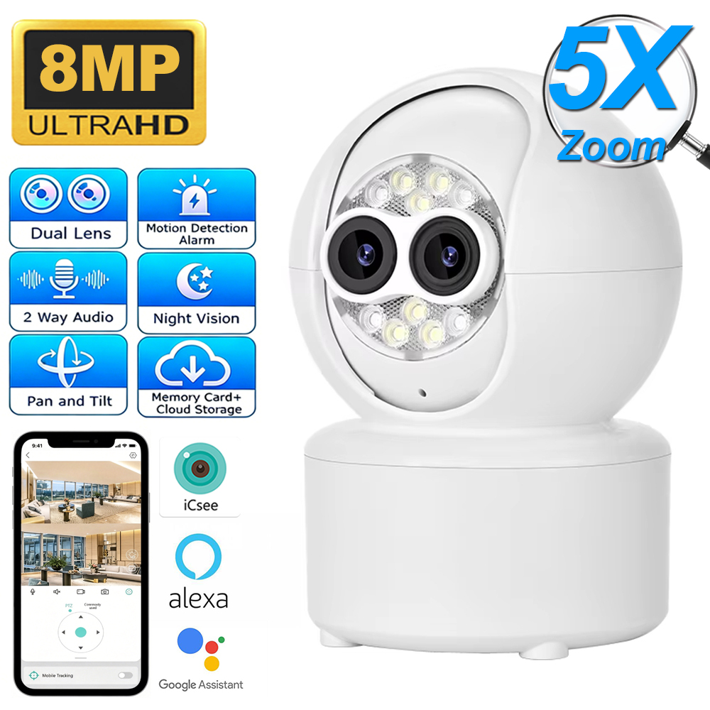 Home Security For Windows - ICsee デュアルレンズ 4MP セキュリティカメラ 5倍光学ズーム PTZ