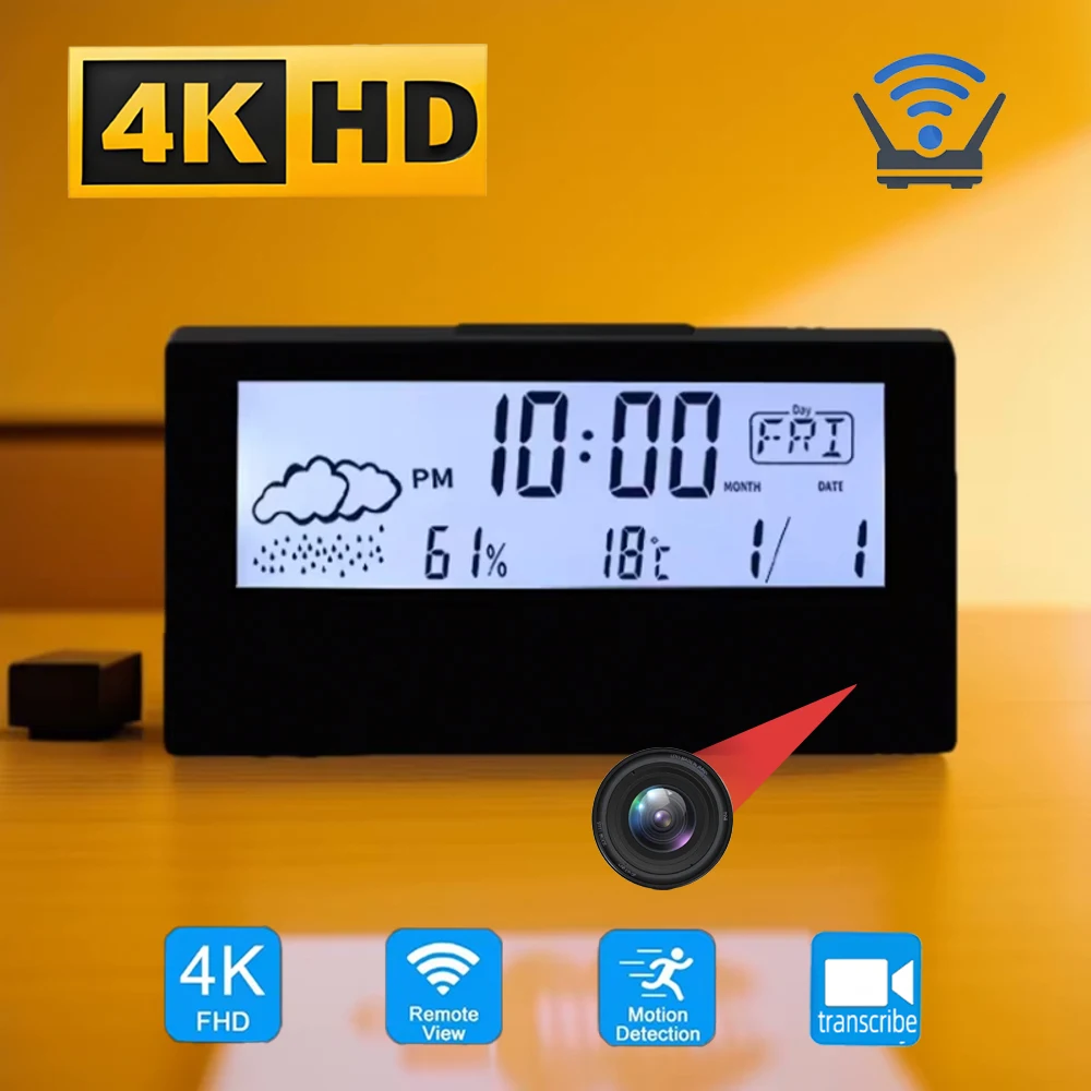 Hidden Camera Clock - 新品4KHDミニクロックカメラ、遠隔視聴、動体検知、ループ録画、ホームナニースタイルミニカメラ対応
