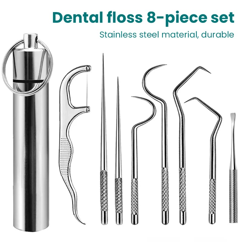 Lock Picking Set - ステンレス鋼つまようじポータブル歯摘みツール口腔ケア歯科針フックフロス歯針セット
