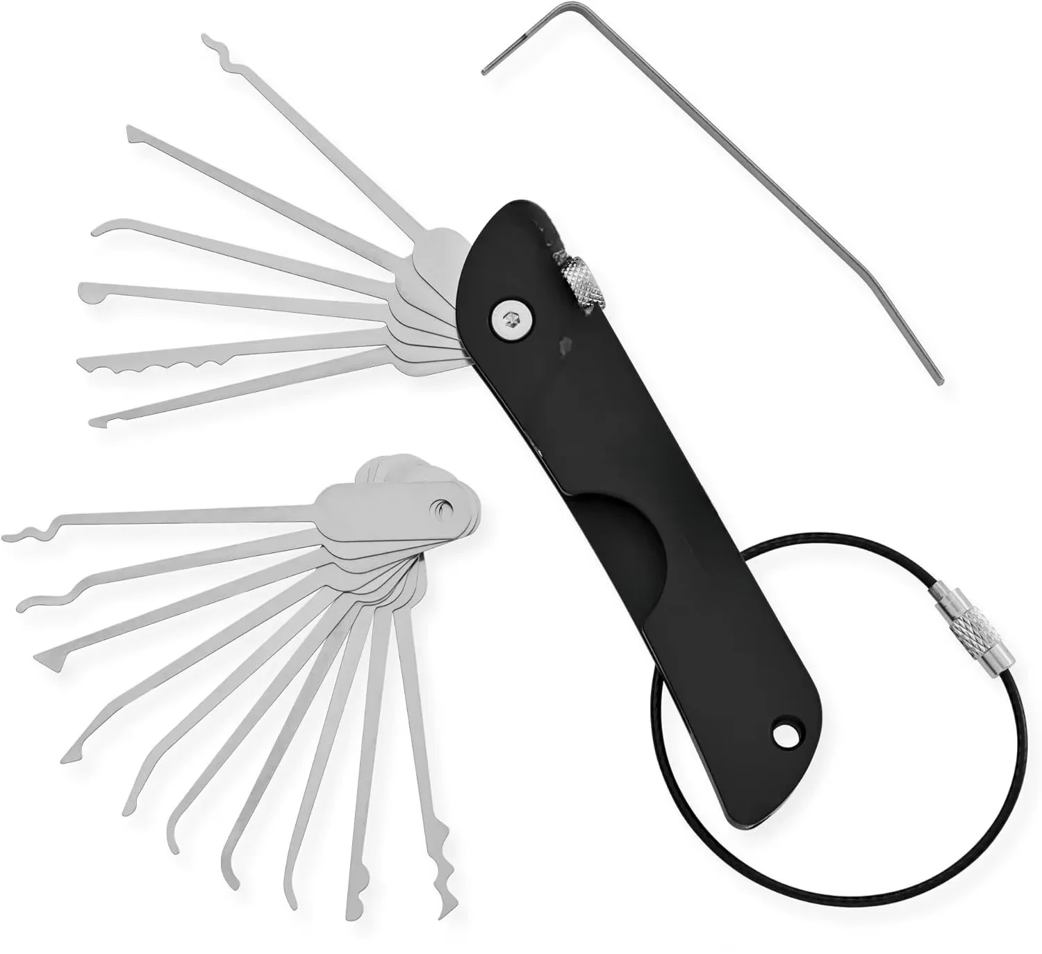 Lock Picking Set - 21 個のコンパクトなロックピッキングセット、防錆性、多用途のドアオープナーキー、キー交換、便利なミニフックリムーバーキット