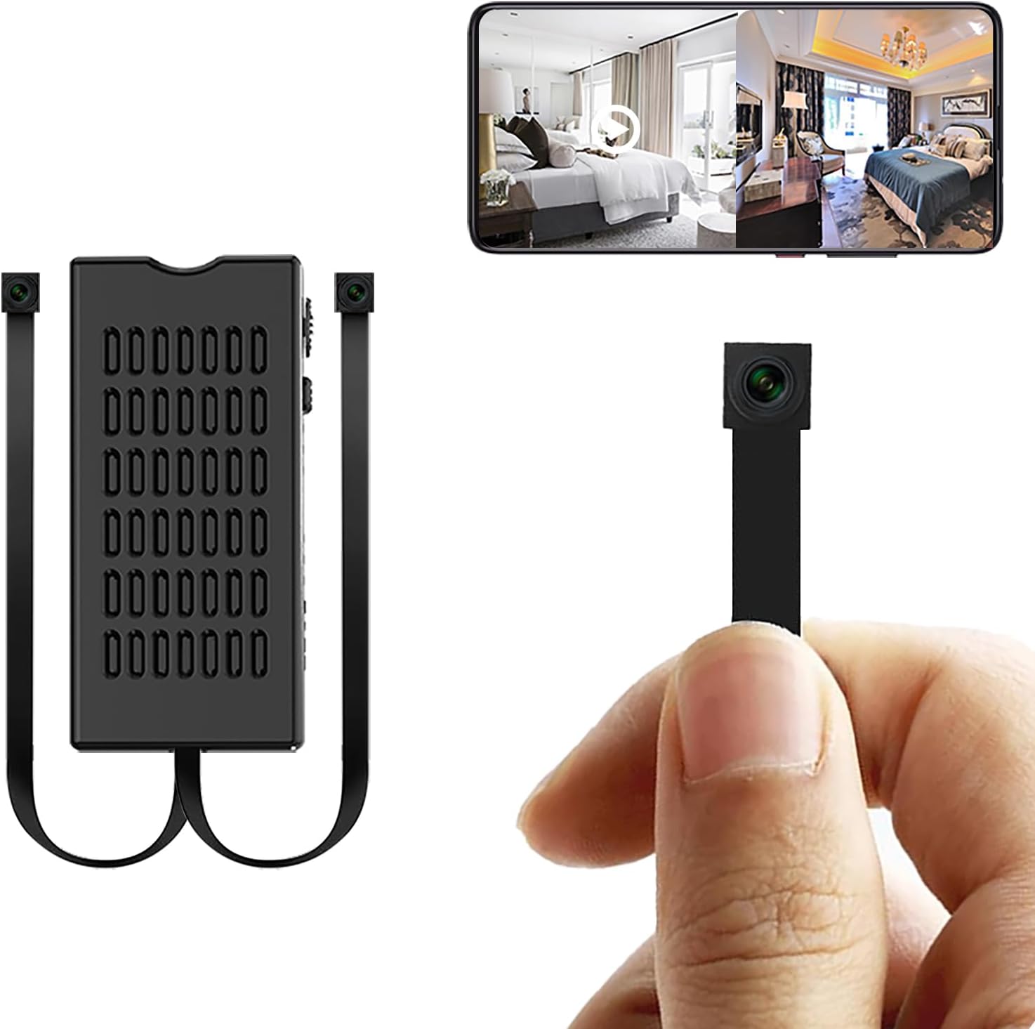 Hidden Camera Clock - 2K デュアルレンズ小型カメラ DIY モジュール WiFi ミニカメラワイヤレス小型ナニーカム目立たないホームセキュリティ屋内屋外