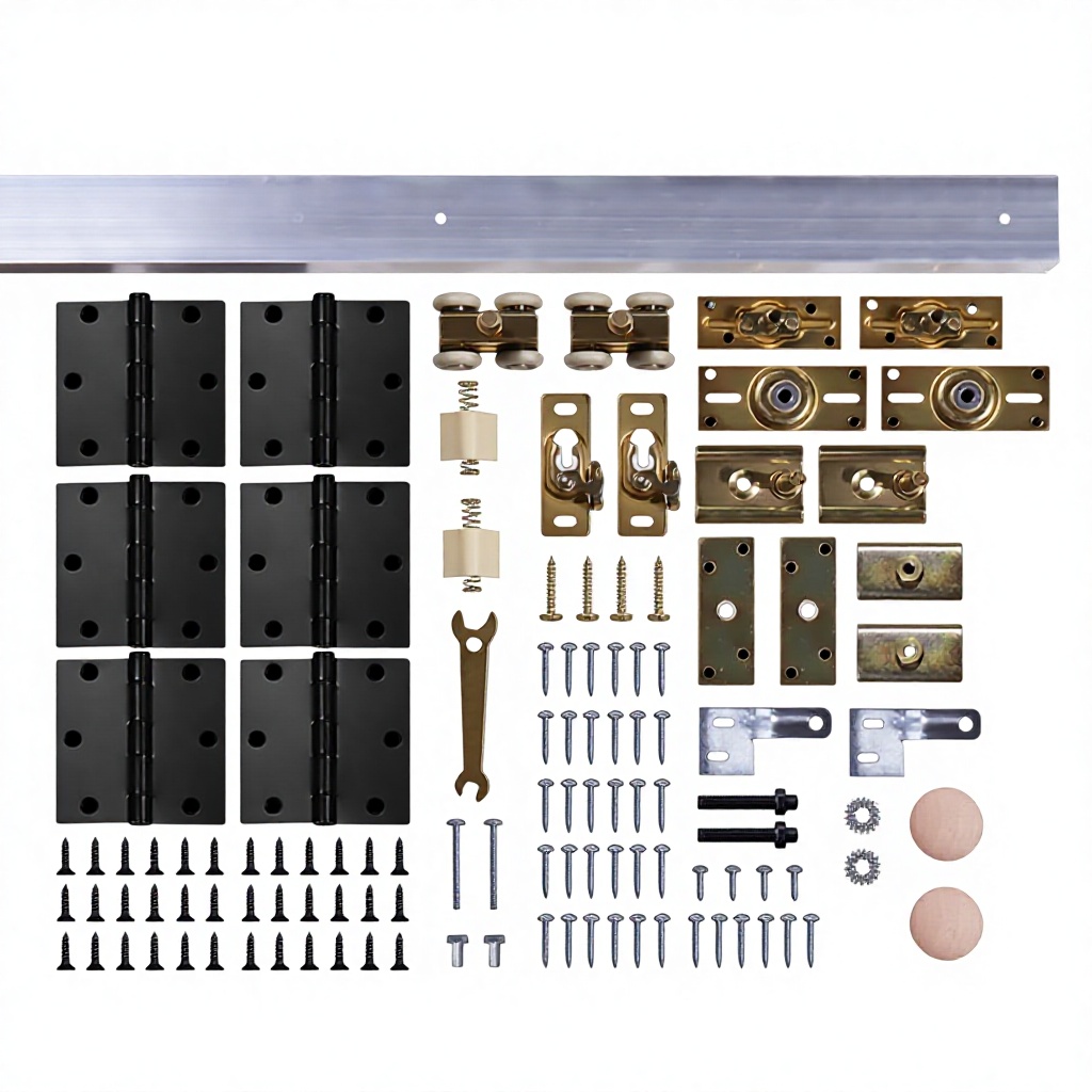 Door Reinforcer Kit - 耐久性のある軽量4つ折りポケットドア金具キット、強化木製フレーム、隠しスライドトラック、簡単設置