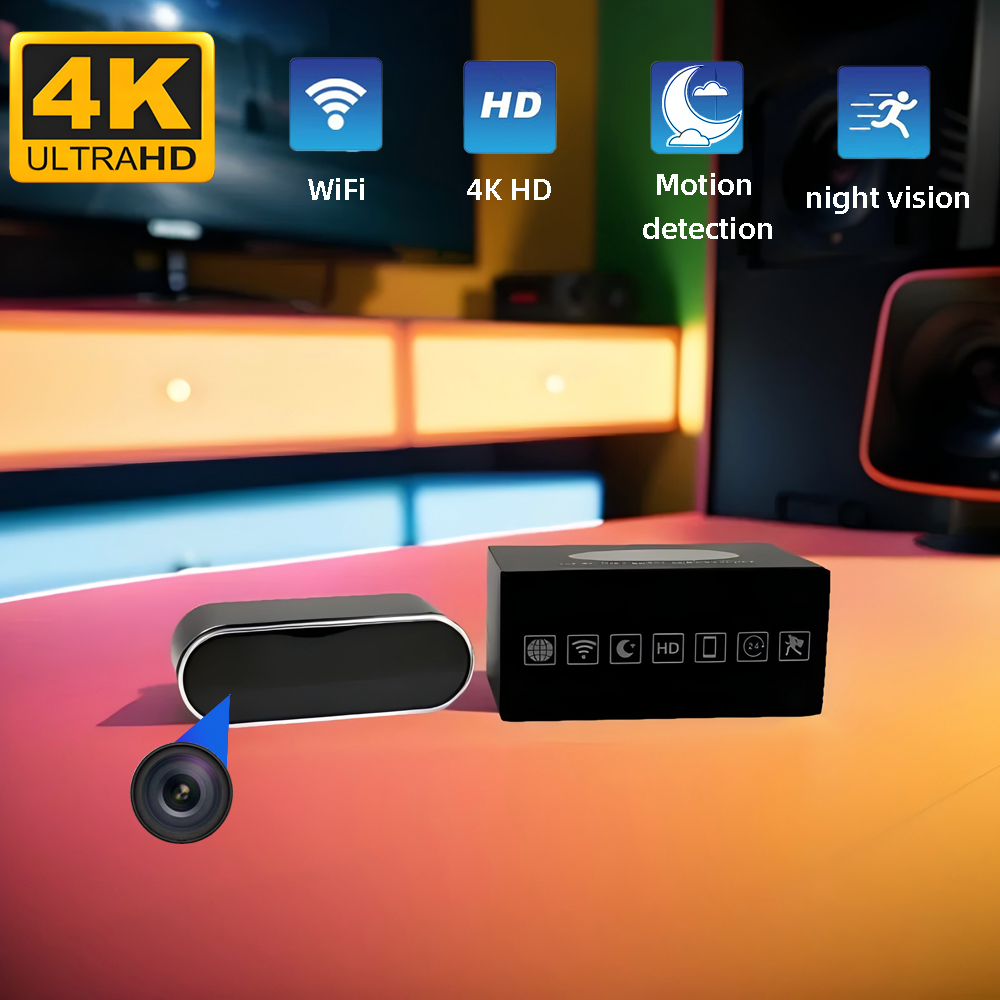 Hidden Camera Clock - 新しく改良された4KHDミニクロックカメラ、赤外線ナイトビジョン、モバイル検知、WIFI遠隔視聴に対応