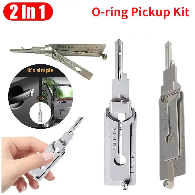 Lock Picking Set - SS001 Proステンレス鋼キーデコーダー 2 in 1精密フック＆ピックセット ロックデコーダー