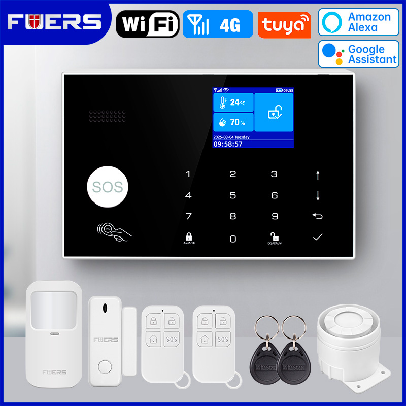 Home Security No Wifi - FUERS WIFI 4Gアラームシステム ワイヤレスホーム防犯セキュリティアラームシステム Tuyaアプリ制御 433mhz人感センサー