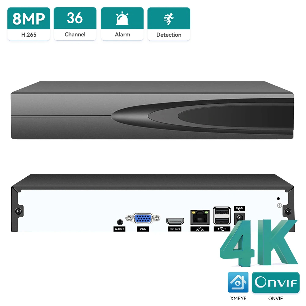 Home Security System - 4K ONVIF CCTV NVR 36CH/16CH/10CH 4K