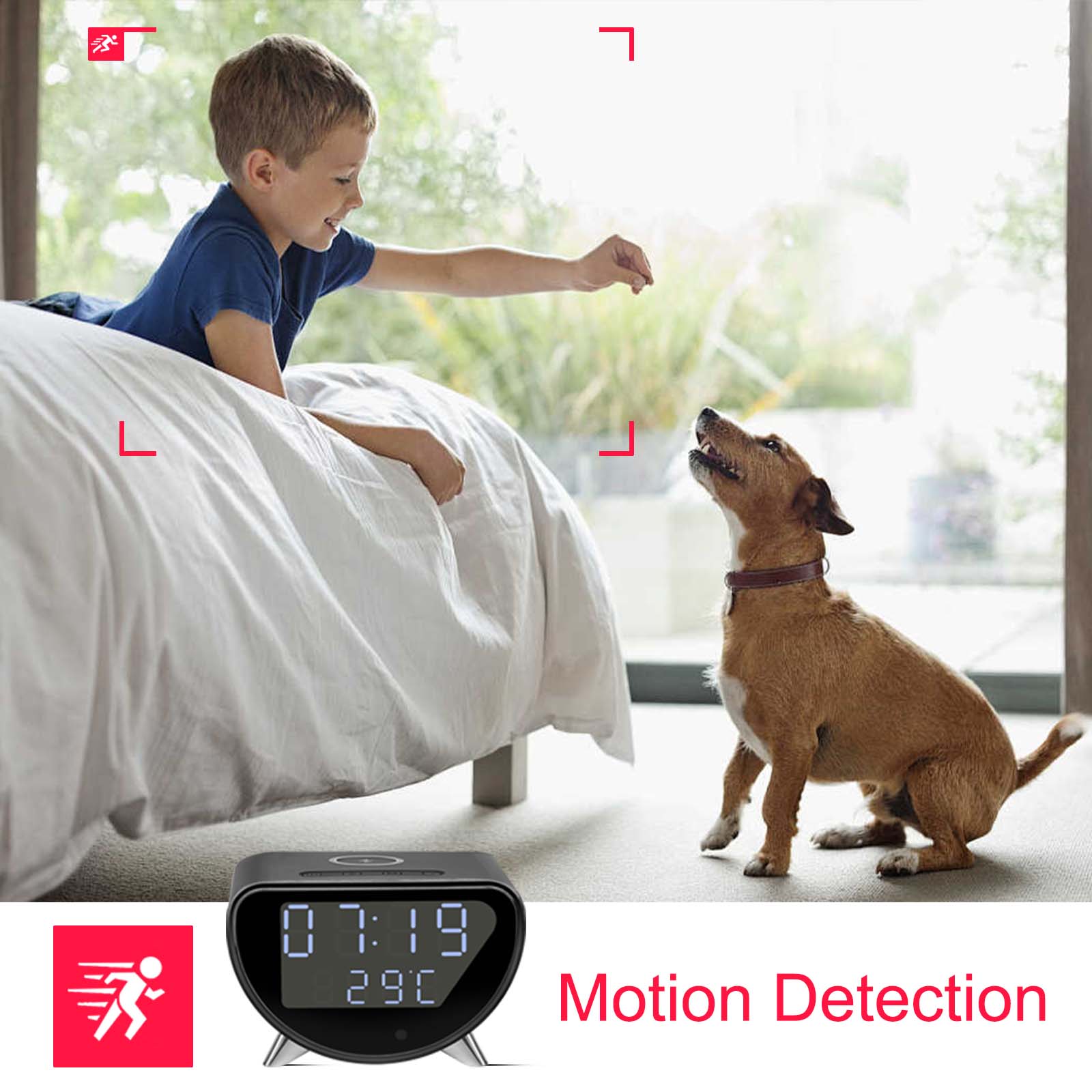 ワイヤレス充電器付き WiFi クロックカメラ、4K HD、 - Hidden Camera Clock のレビューと価格