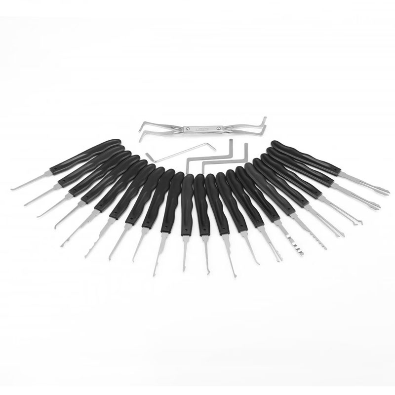 24個入りチタンメッキ車用ロック解除ツールセット、鍵屋と自動 - Lock Picking Set のレビューと価格