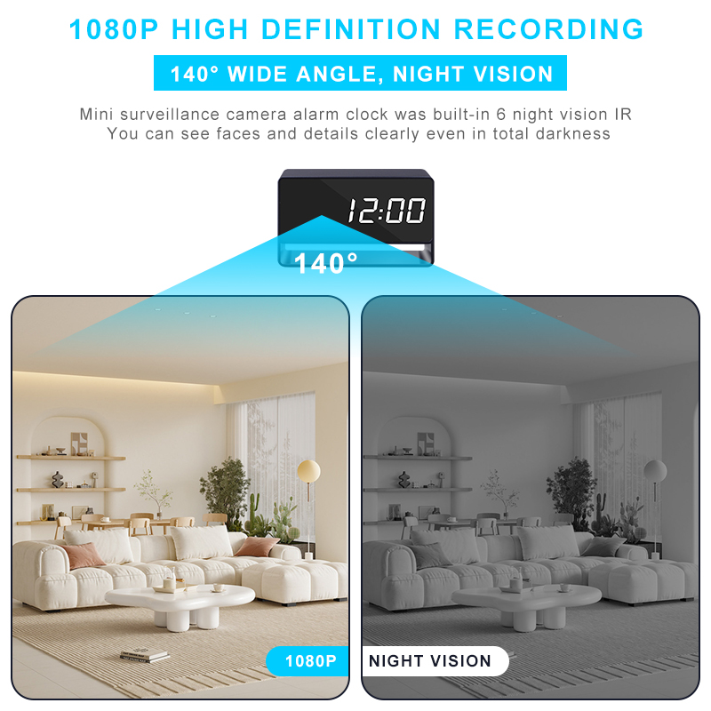 1080pデジタルカメラ,wifi,ミニナイトビジョン,暗視 - Hidden Camera Clock のレビューと価格