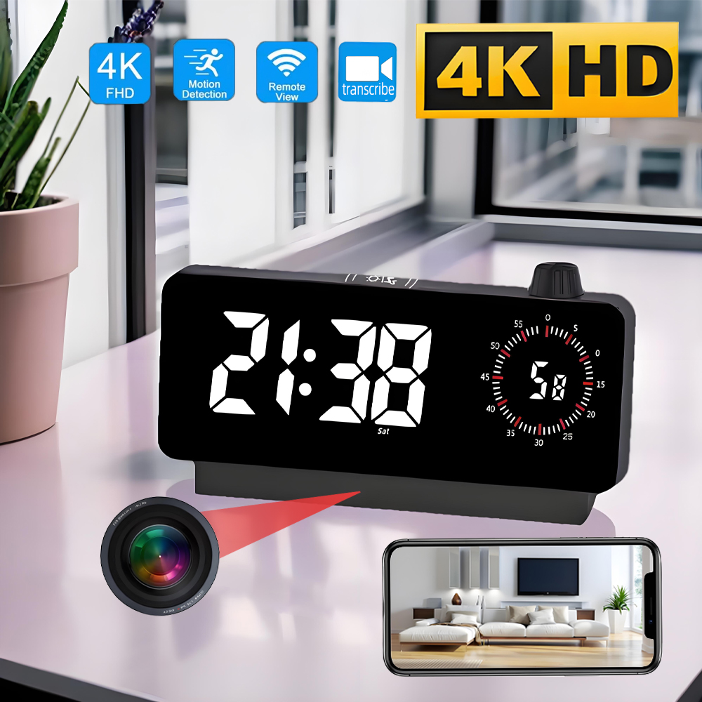 4K HDミニWiFi時計カメラ、遠隔視聴、動体検知、光量調 - Hidden Camera Clock のレビューと価格