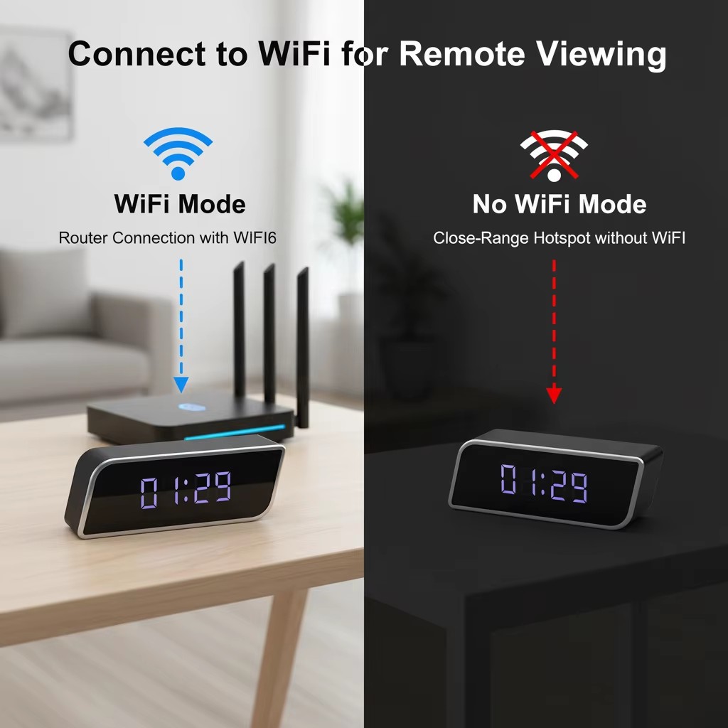 デジタル時計カメラ 1080P FHD ワイヤレス WiFi - Hidden Camera Clock のレビューと価格