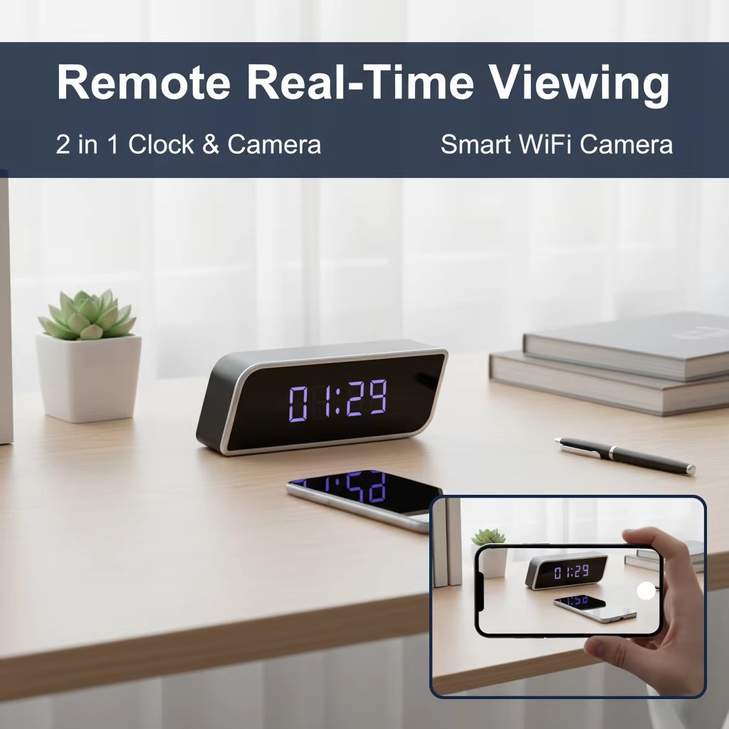 デジタル時計カメラ 1080P FHD ワイヤレス WiFi - Hidden Camera Clock のレビューと価格