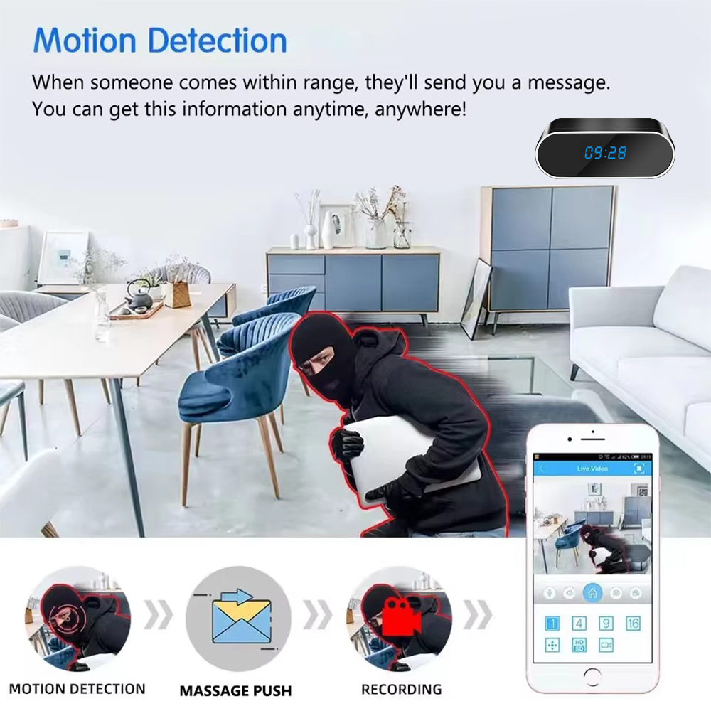 新しく改良された4KHDミニクロックカメラ、赤外線ナイトビジ - Hidden Camera Clock のレビューと価格