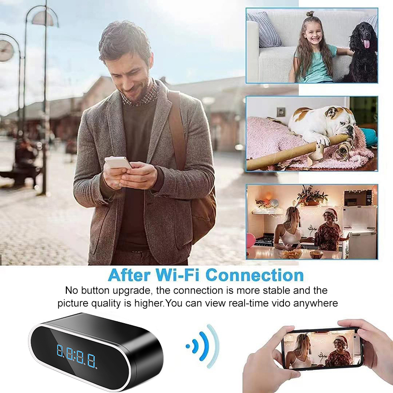 Wifi ミニ時計カメラリモート視聴ナイトビジョン 1080 - Hidden Camera Clock のレビューと価格