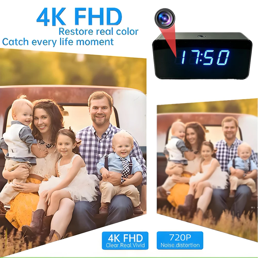 4K HD WiFiミニ時計カメラ、リモート視聴対応、動体検 - Hidden Camera Clock のレビューと価格