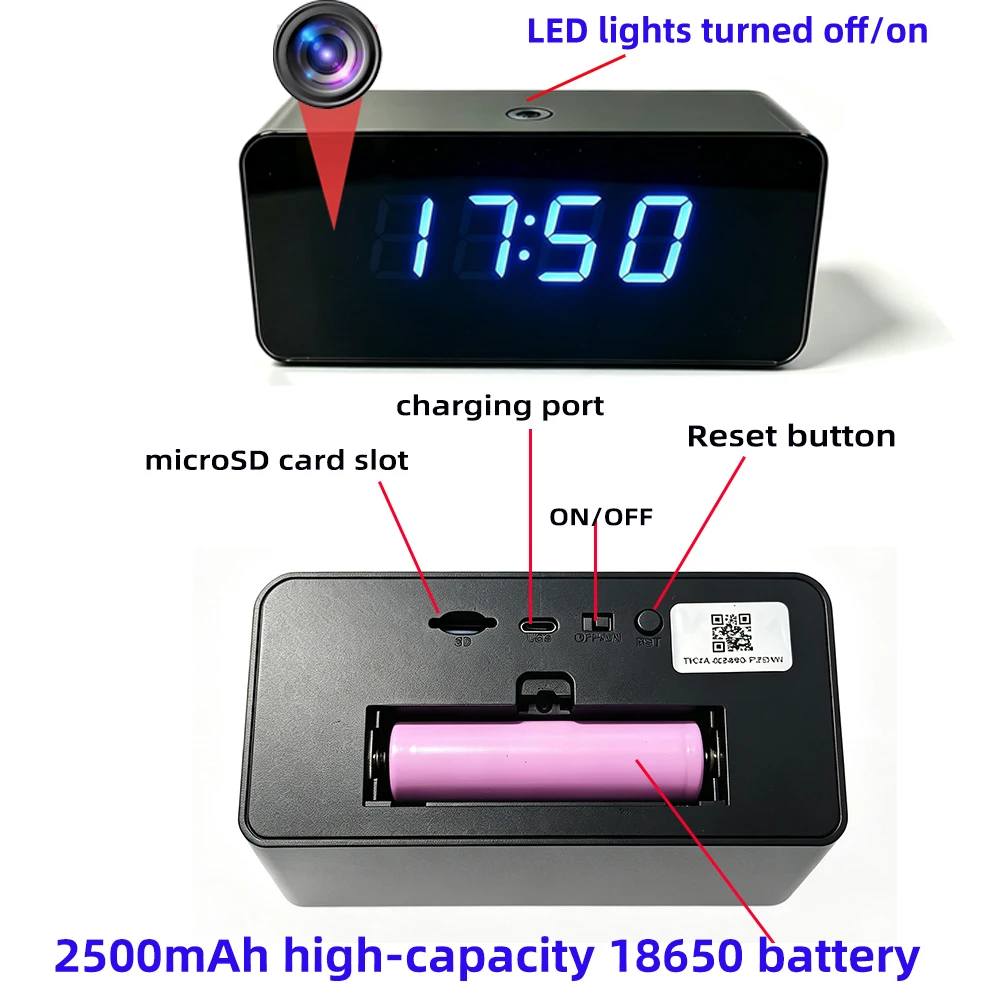4K HD WiFiミニ時計カメラ、リモート視聴対応、動体検 - Hidden Camera Clock のレビューと価格