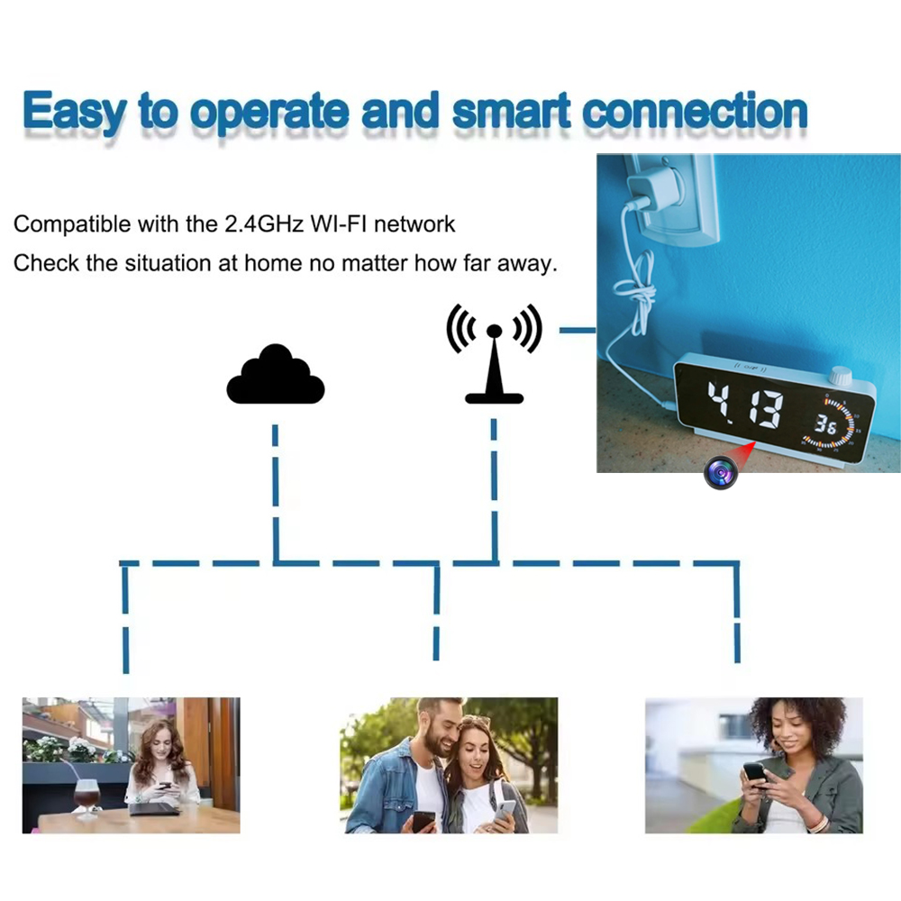 新しくアップグレードされた1080P HD WiFiミニ時計 - Hidden Camera Clock のレビューと価格