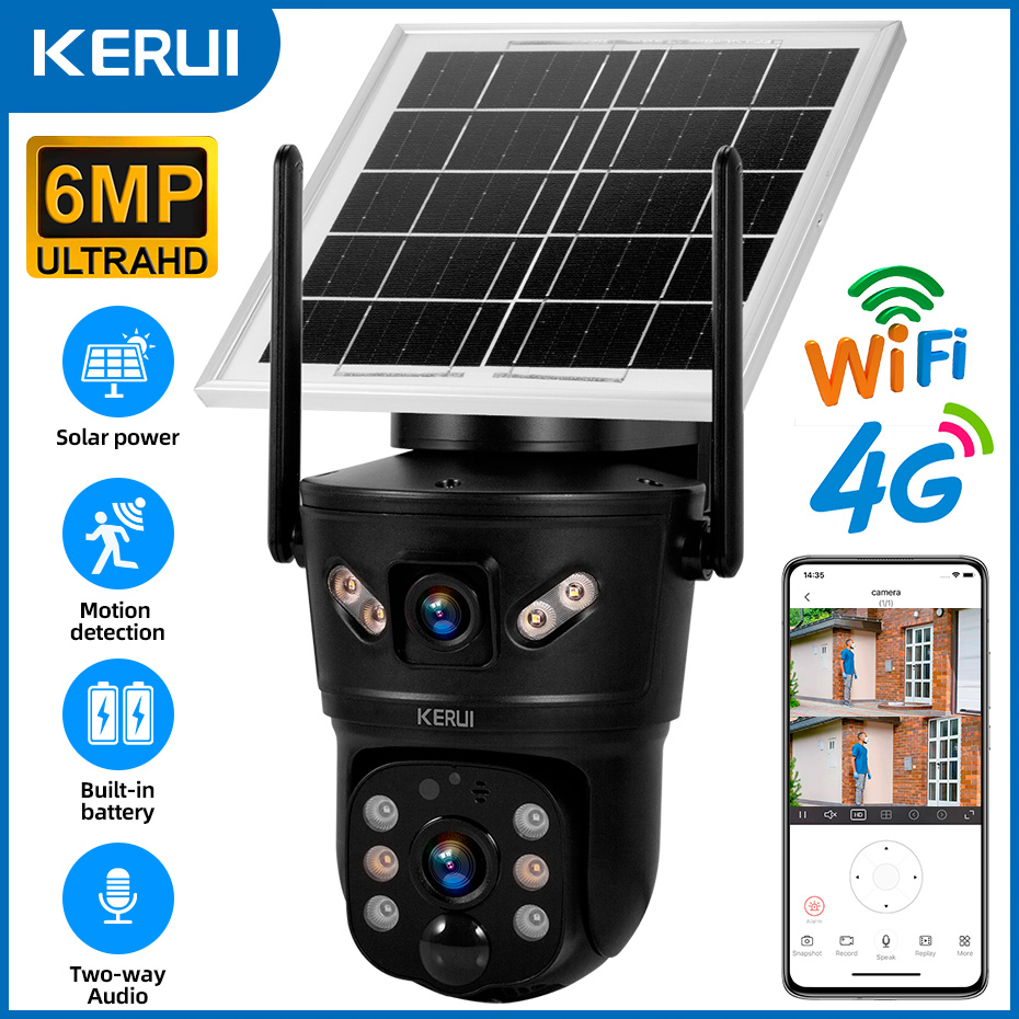 KERUI 屋外 6MP ソーラーカメラ 4G SIM WI - Home Security For Windows のレビューと価格