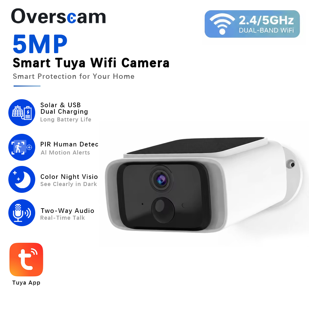 Tuya 5MP ソーラーセキュリティカメラワイヤレス屋外  - Home Security No Wifi のレビューと価格