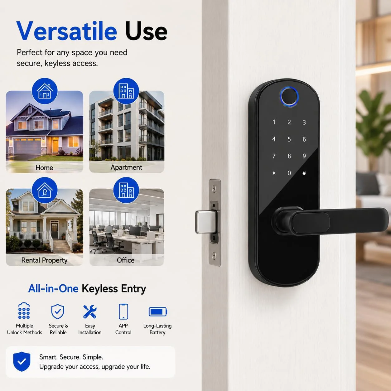 スマートドアロック 指紋認証アクセス制御 電子ゲートオープナ - Home Security No Wifi のレビューと価格