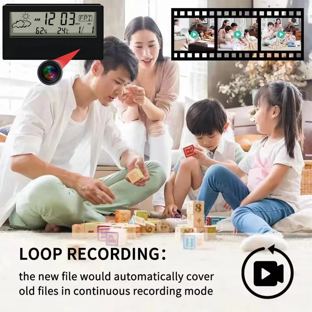 HD 4K新型ミニWiFiカメラ、遠隔視聴、動体検知、ループ - Hidden Camera Clock のレビューと価格